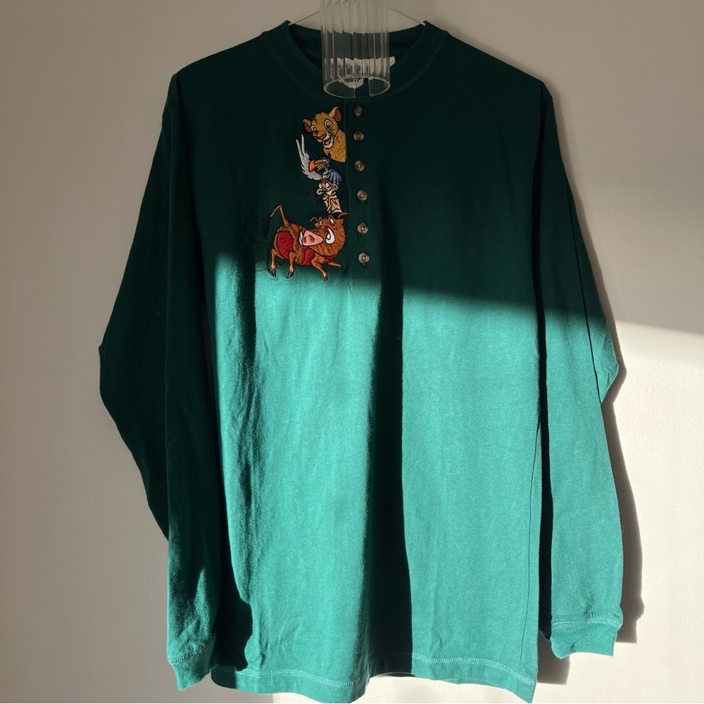 Disney Teal Shirt with Embroidered Cartoon Character